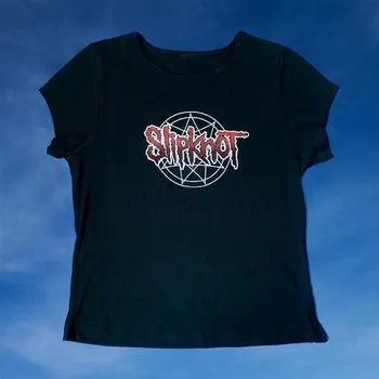 Yaz Kadın Goth Grafik baskı Kırpma Üst Y2K giysileri T-shirt Streetwear Estetik Gotik Harajuku Tee İnce t shirt Vintage punk