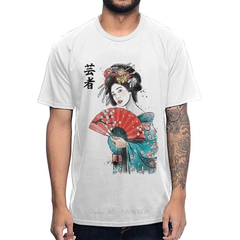 Retro Japonya Geyşa Grafik Baskı T Shirt Pamuk Yeni Varış Erkekler o-boyun Tshirt Hip Hop Tees Boy Streetwear Harajuku