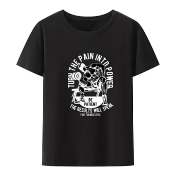 Acıyı Güce dönüştürün GYM Fitness T-shirt Camisetas Kısa kollu Gevşek Erkek Giysileri Serin Hipster Y2k Üstleri Tarzı Yenilik