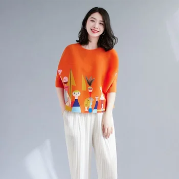 Yeni yaz tarzı Kore versiyonu zayıflama T-shirt kadınlar için 2023 o boyun kısa kollu baskılı yabancı stil üst t shirt kadınlar için