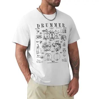 Davul seti Kiti Vintage Patent Davulcu Çizim Baskı kısa kollu t-shirt tee yaz üstleri erkek t shirt grafik