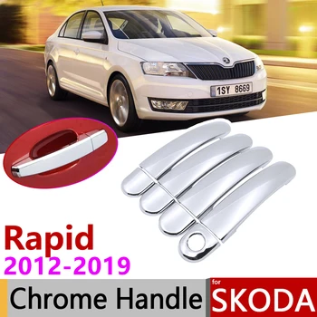 Skoda Rapid Sedan Comib 2012~2019 Krom Dış Kapı kulp kılıfı Araba Aksesuarları Çıkartmalar Trim Seti 2014 2016 2017 2018