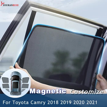 Siyah Manyetik Özelleştirmek araba güneşliği Örgü Güneş gölge Yan Pencere Araba perdesi Visor Anti-UV Toyota Camry 2018 2019 2020 2021