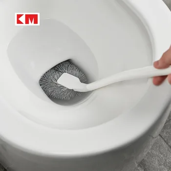 Japon KM tuvalet fırçası, ev tuvalet yıkama fırçası, tuvalet temizleme fırçası, uzun saplı duvara monte deliksiz temizlik