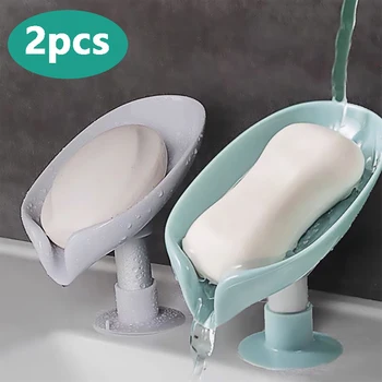 Vantuz Sabunluk Kutusu Duş Sabunluk Drenaj Banyo Taşınabilir Yaprak Şekli Tuvalet çamaşır sabunu Raf Tepsisi Havzası