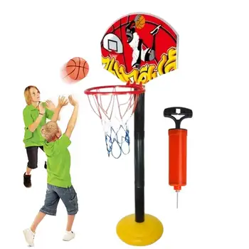 Çocuk basketbolu Çember Ve Standı Taşınabilir Basketbol Eğitim Çember Seti İle Şişme Basketbol Ve Pompa Top Oyunları