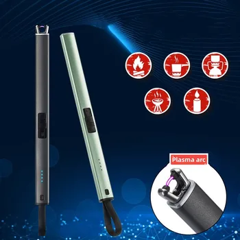 Yeni USB Plazma Darbe Alevsiz Tek Ark Çakmak Metal Açık Rüzgar Geçirmez LED Ekran elektrikli Çakmak Mevcut Mutfak BARBEKÜ için