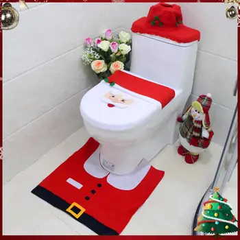 3 Adet Halı Klozet depo kapağı Seti Noel Baba / Kardan Adam Noel Noel Banyo Süslemeleri Seti Sevimli Ev Kapalı Dekor için