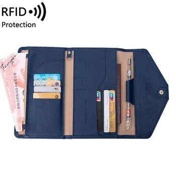 Yeni basit düz renk RFID anti-hırsızlık fırça pasaport çantası all-in-one seyahat çok fonksiyonlu kart çantası