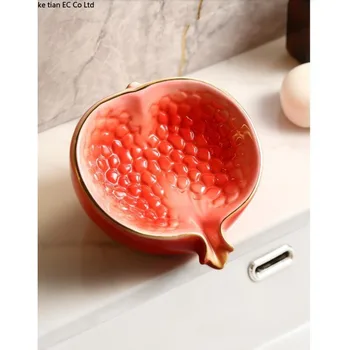 Seramik sabunluk yıkama masası drenaj sabunluk yaratıcı nar tuvalet sabunu kutusu ışık lüks sabunluk banyo dekorasyon