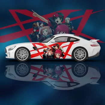 Hataraku Maou-sama!! anime Araba Çıkartmaları Özel Vinil Yan Grafik Modifiye Yarış Araba Aksesuarları Araba Çıkartmaları Çıkartmaları